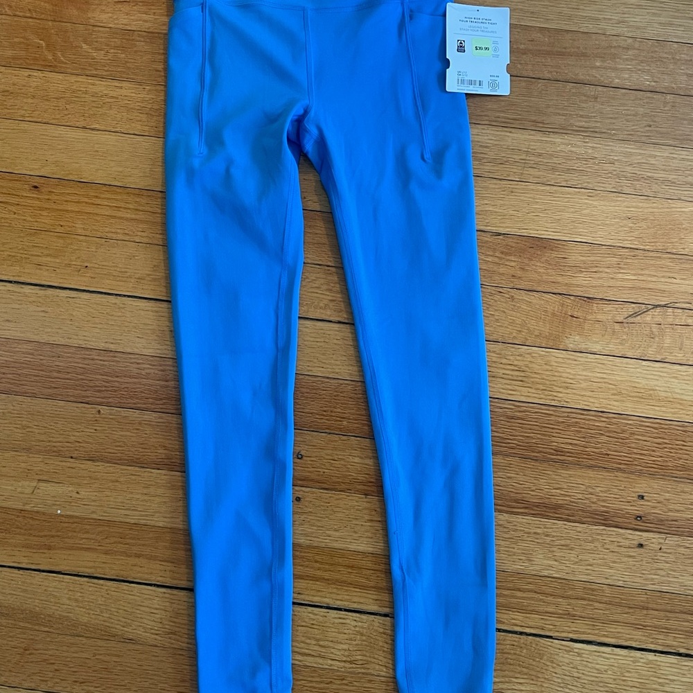 Athleta Girl High Rise Stash Your Treasure Blue Leggings (L/12) NWT